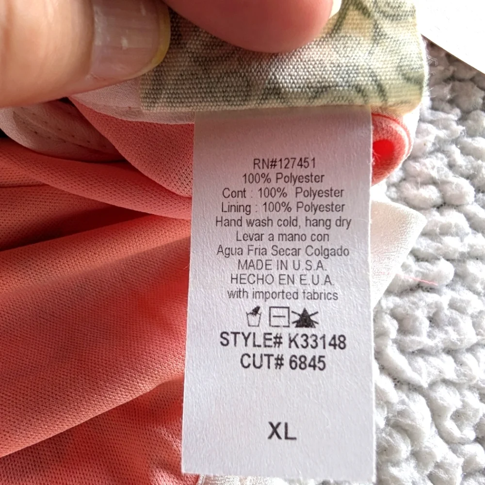 Kiddo by Katie Pink/Peach Floral Printed Dress with Collar - XL